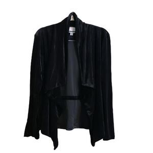 Jules & Leopold Black Velvet Sz L Asymmetrical Open Jacket Women's Long Sleeve